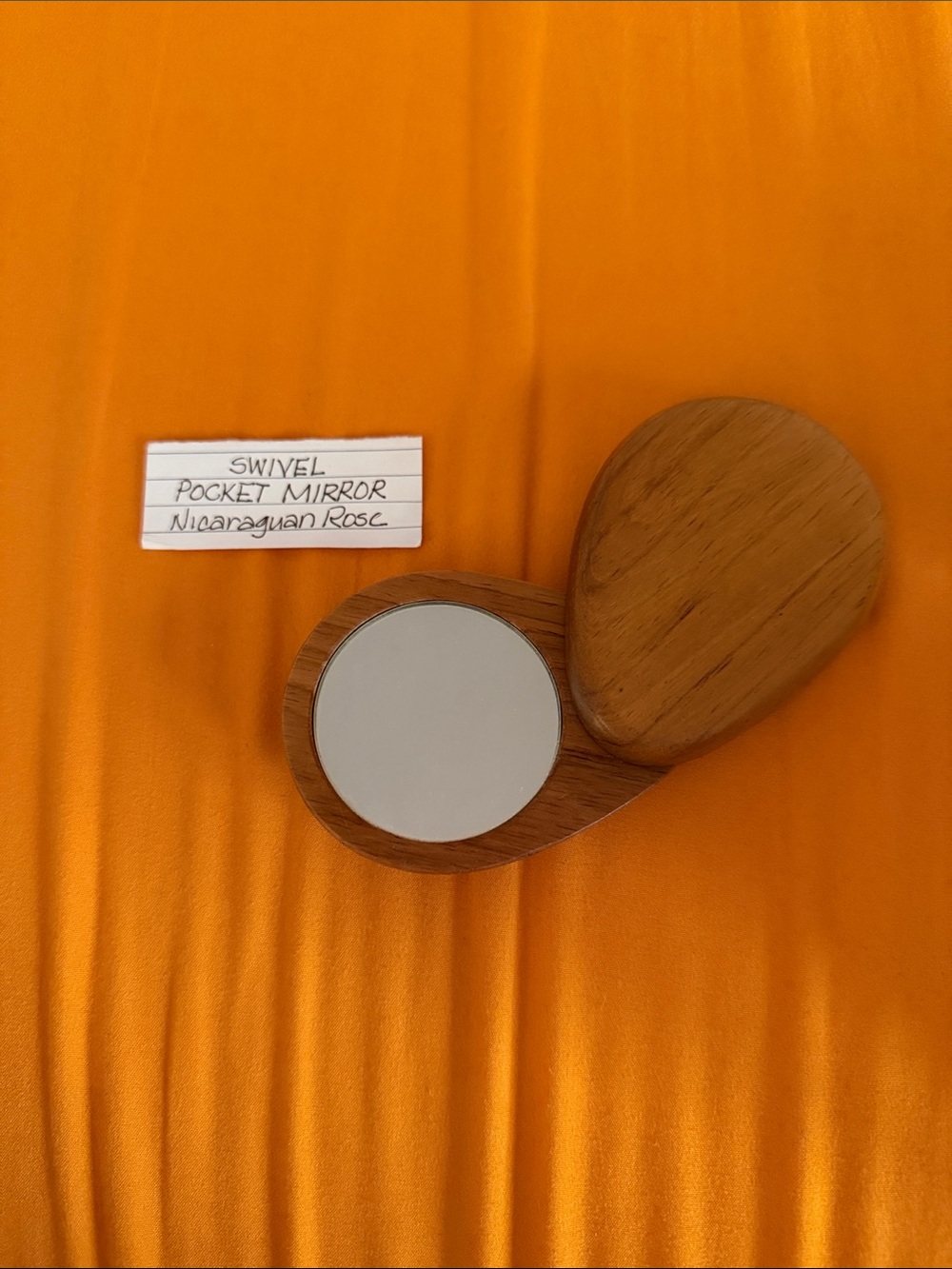 Wood Swivel Pocket Mirror - Natural Wood Finish